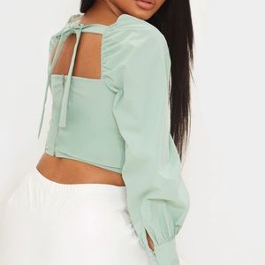 NWT pretty little thing sage green blouse